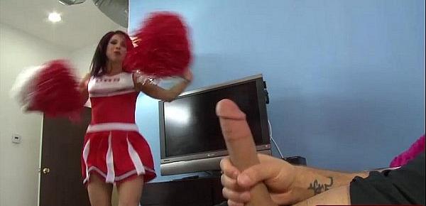  Tranny cheerleader Laela Knight anal rides on guys hard cock